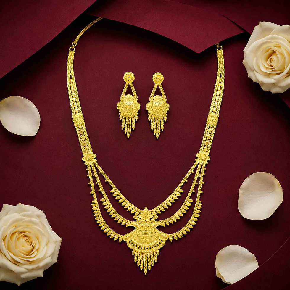 Miniature : Long Forming Necklace| Micron Gold Plated Rani Haar Traditional Bridal Necklace