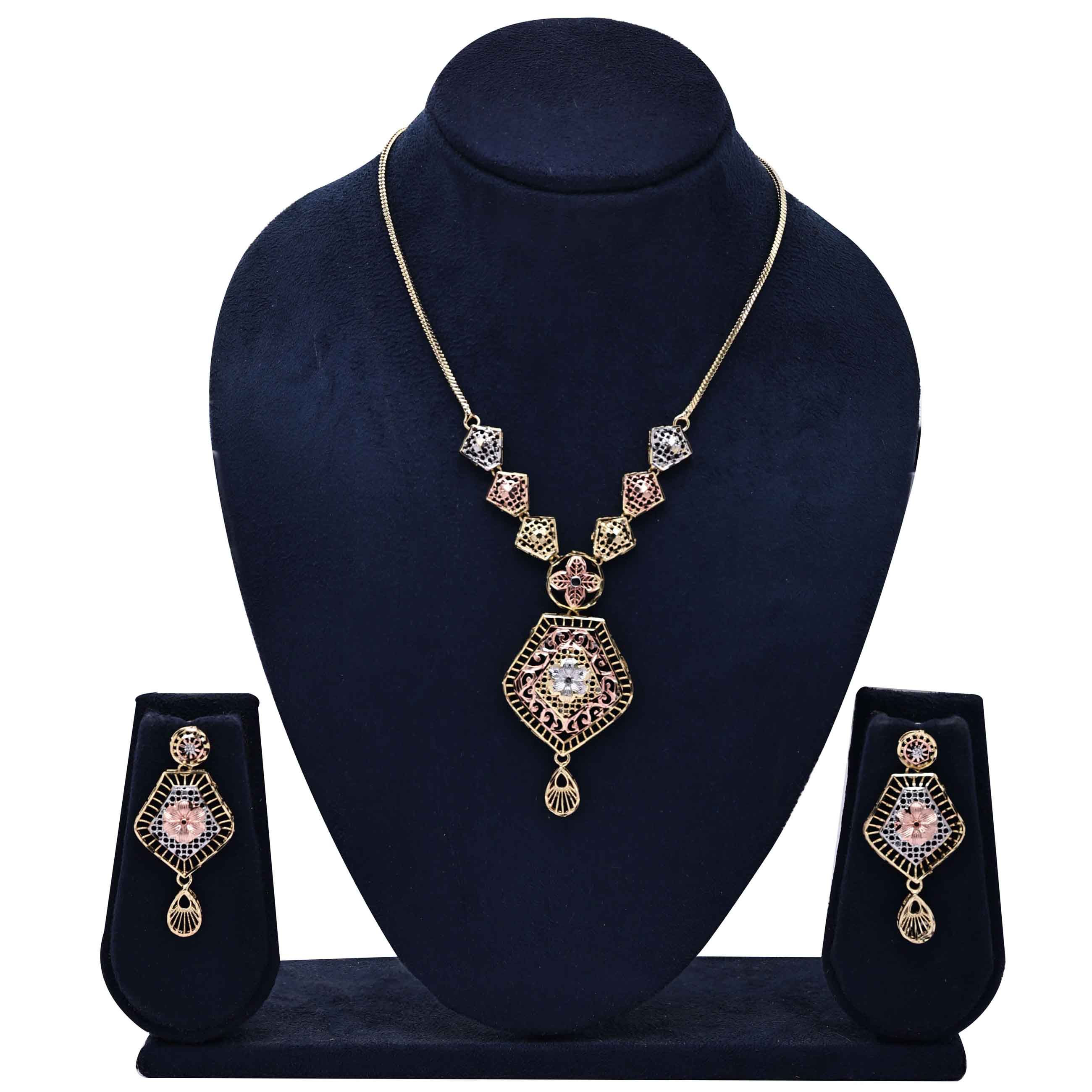 3 Tone Gold Plated Necklace| Forming Jewelry Set| Tri Color Turkey Brass Jewelry