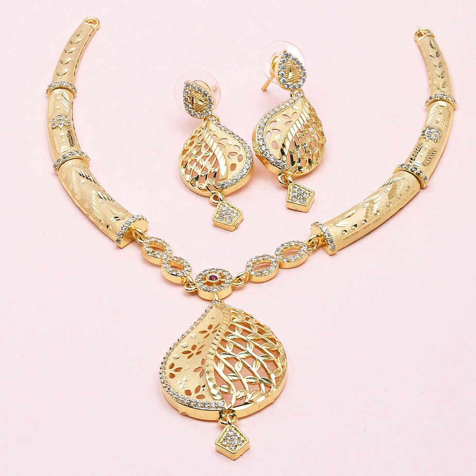 Miniature : Forming Ad Necklace | Forming AD Choker Jewelry Set | Gold Luxury AD Jewelry Set