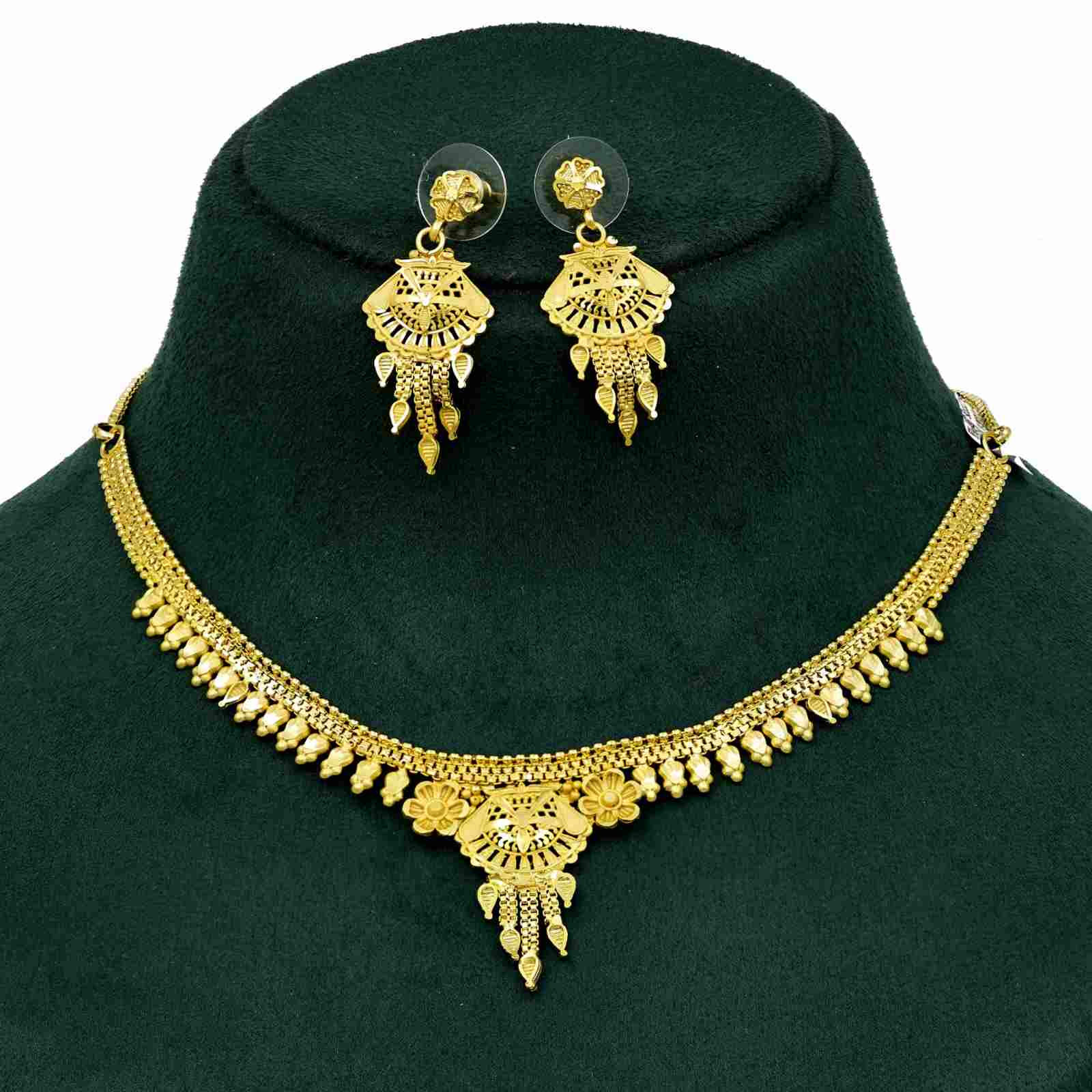 Forming Necklace | 14K18K24K Micron Gold Dubai Style Floral Design Necklace Set