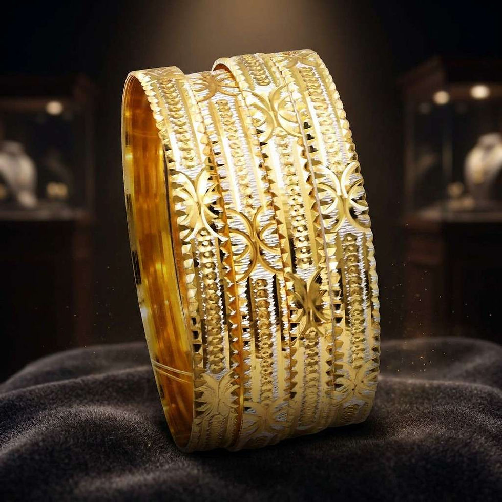 Thumbnail: Two Tone Plated Bangles | Traditional South African Style 8MM CNC Brass Bangles