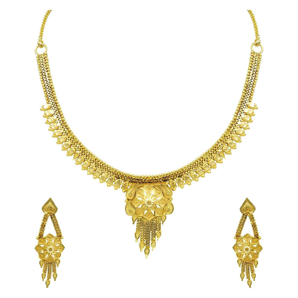 Thumbnail: Forming Necklace| 14K18K24K Micron Gold Fashion Floral Design Short Necklace Set