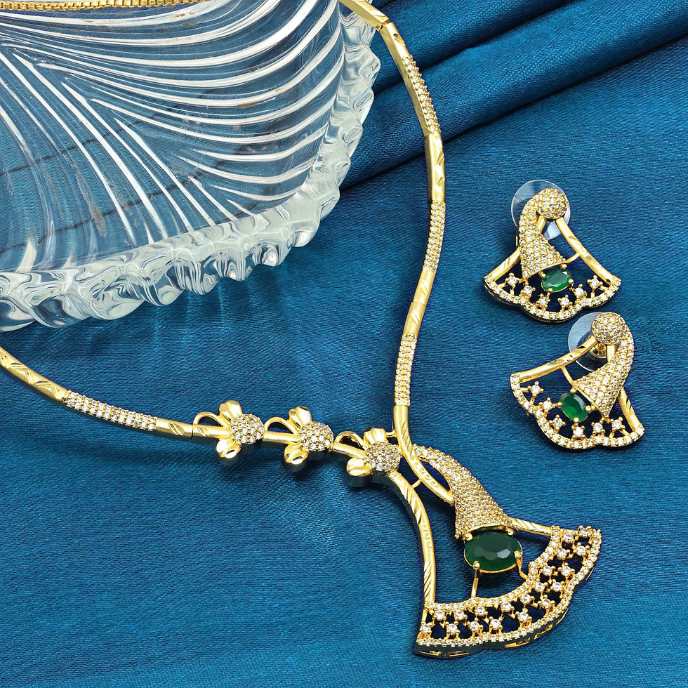 Miniature : Forming Ad Necklace | 14K 18K 24K Micro Gold Floral Design AD Stone Necklace Set