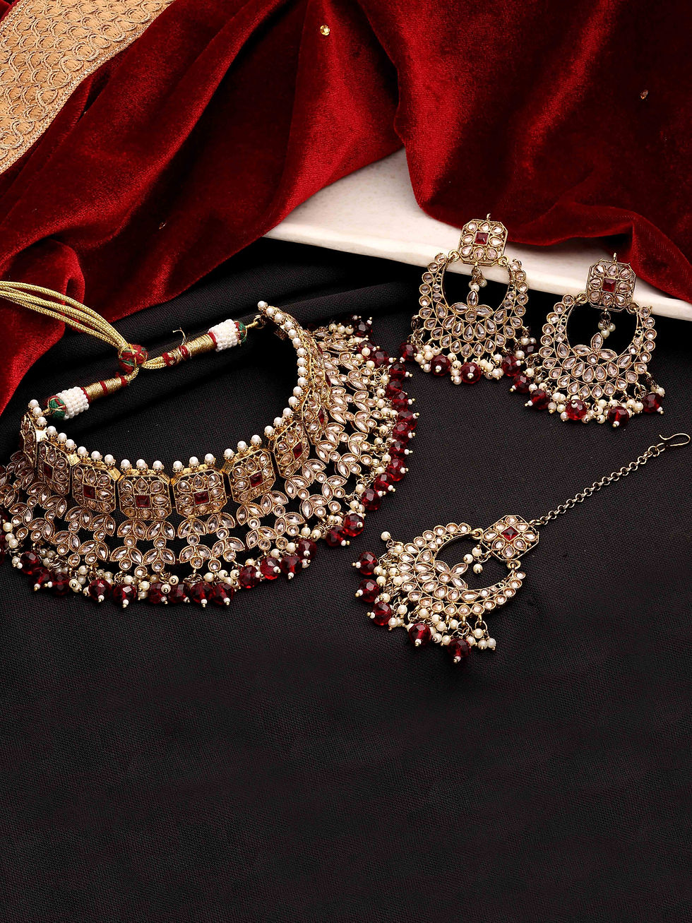 الصورة المصغرة: Graceful Square wedding collection choker necklace set