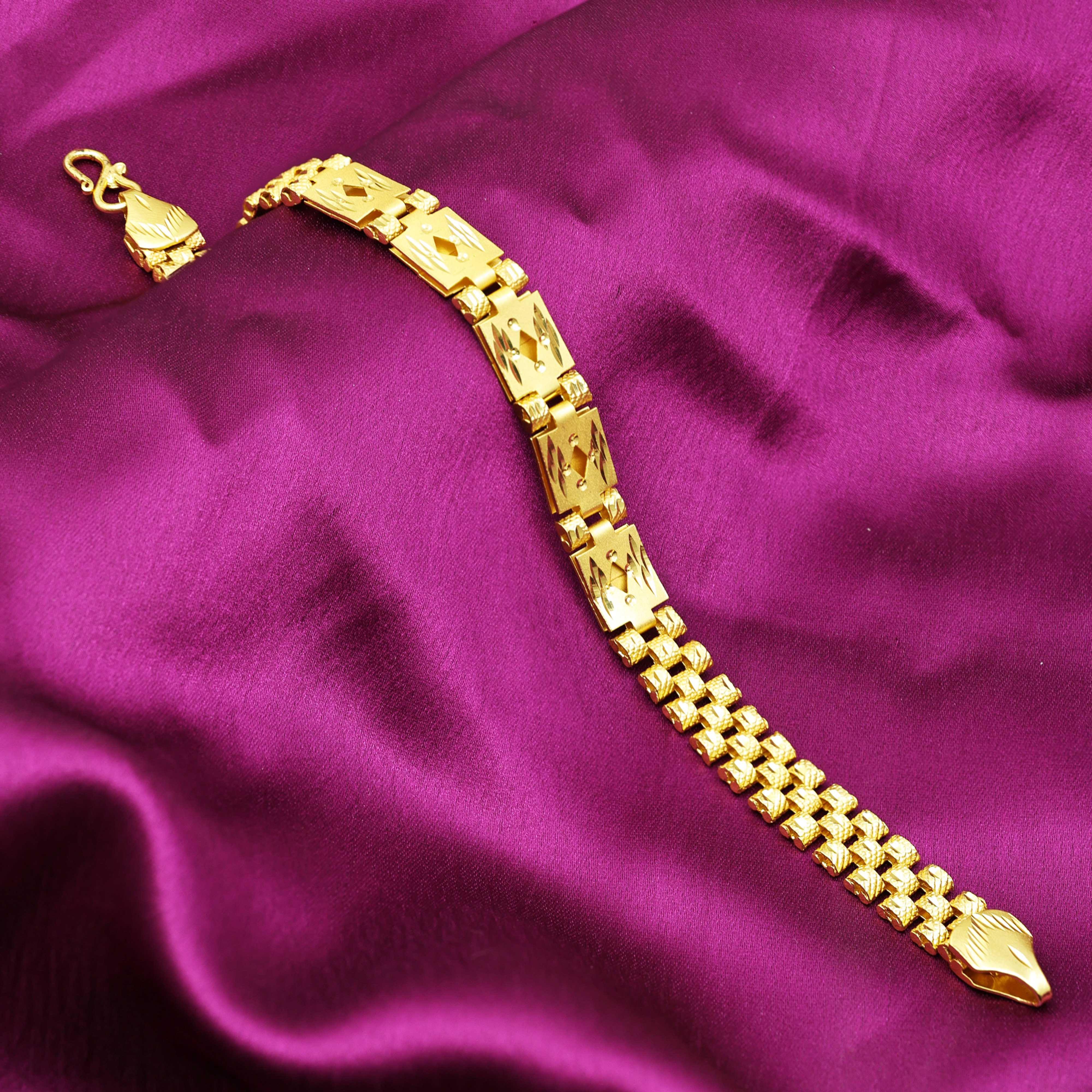 Bracelet | 14K 18K 24K Micron Gold Men's Fashion Textured Diamond Link Bracelets