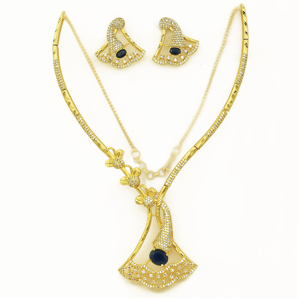 الصورة المصغرة: Forming Ad Necklace | 14K 18K 24K Micro Gold Floral Design AD Stone Necklace Set
