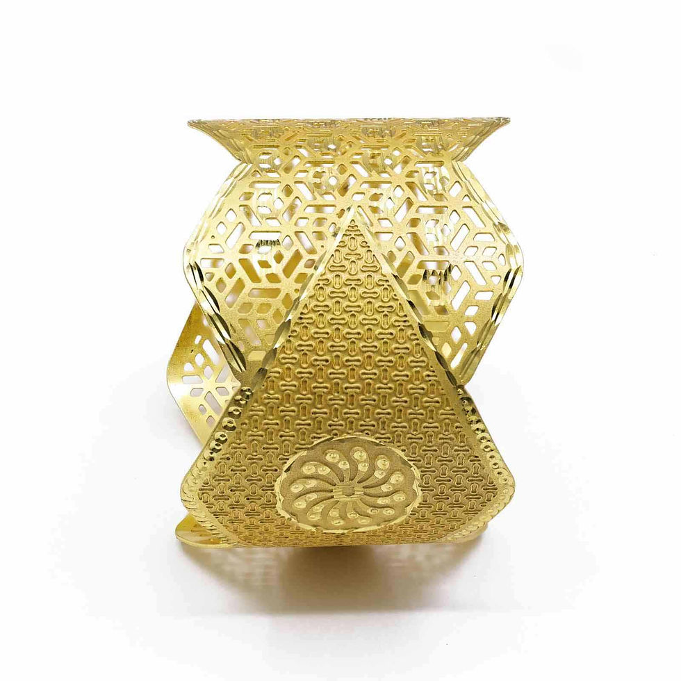 Thumbnail: Forming Kada | 14K18K24K Dye Gold Plated Fashion Wide Filigree Design Cuff Kada