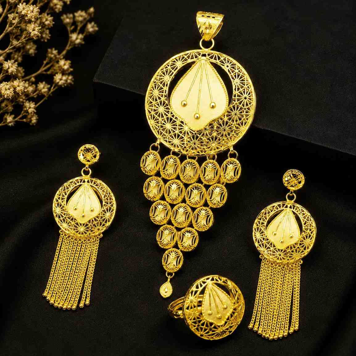 Forming Pendent Set| 14K18K24K Gold Plated Ethiopian Eritrean Bridal Pendant Set