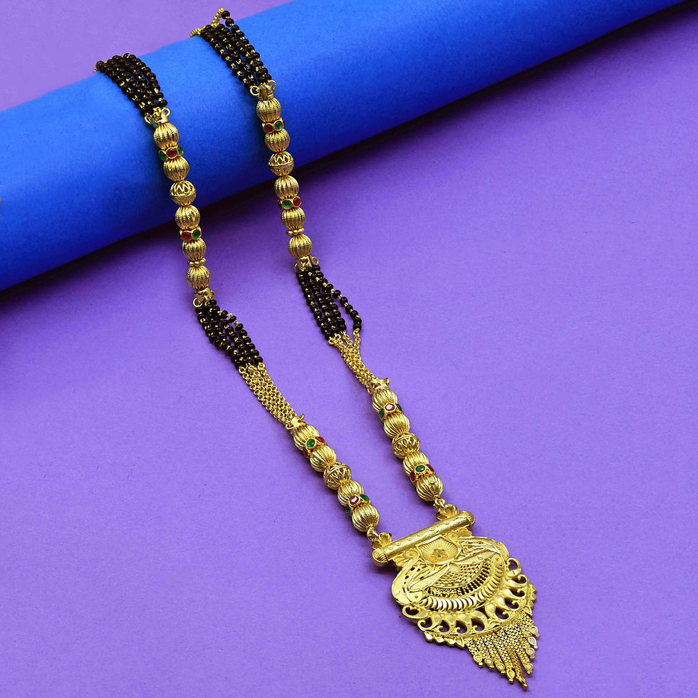 الصورة المصغرة: Mangalsutra | Wholesale 24K Micro Gold Filled AD Stone Mangalsutra with Pendant