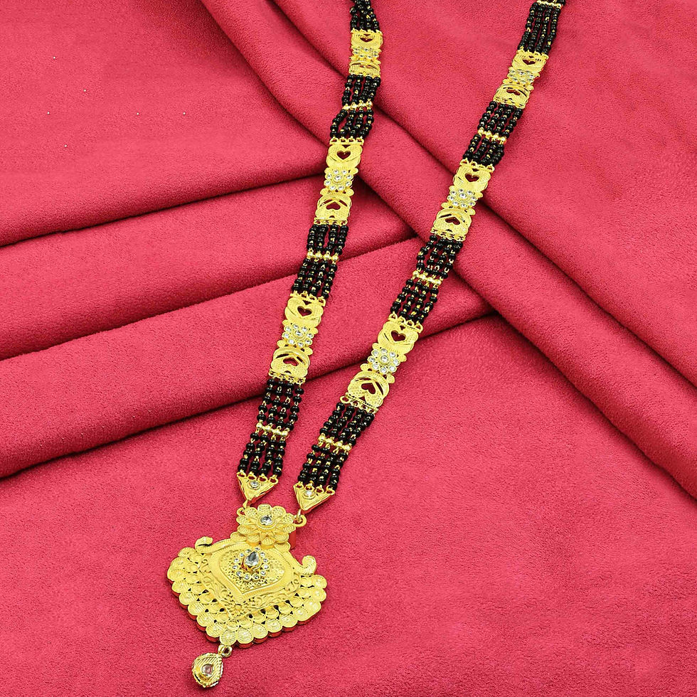 Thumbnail: Mangalsutra | Wholesale Forming 24K Micro Gold AD Stone Long Pendant Mangalsutra