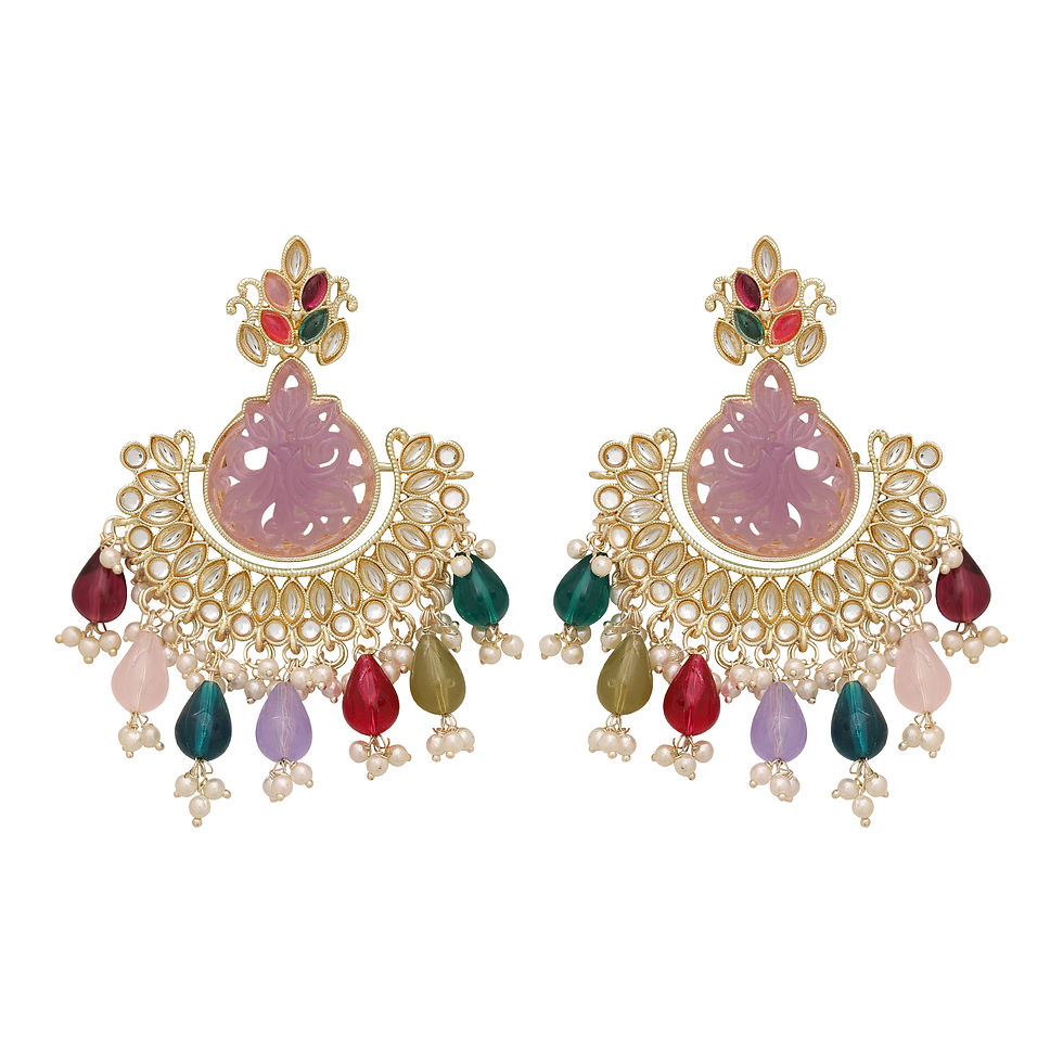 الصورة المصغرة: Kundan Earrings |Traditional Earring | Wedding Earring | Chandbali kundan Earrin