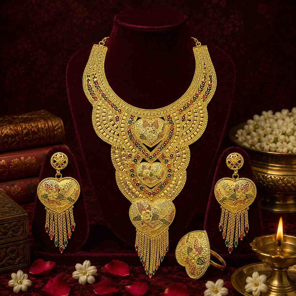 Thumbnail: Long Forming Necklace | 14K18K24K Micron Gold Dubai Style Heavy Bridal Jewellery