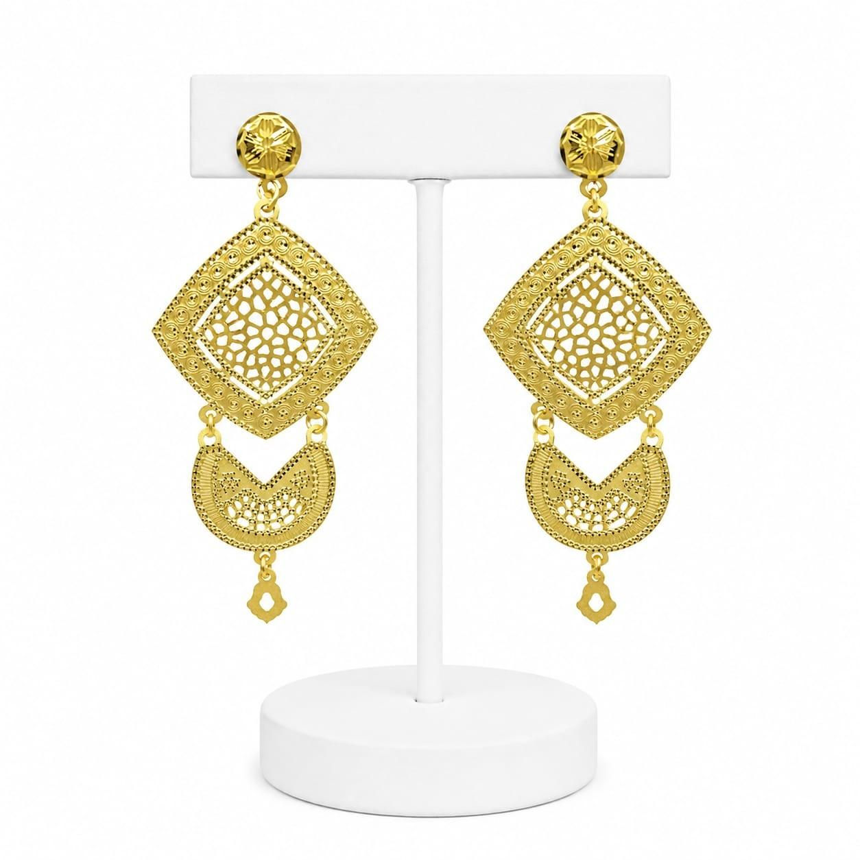 Gold Plated Earrings | 14K 18K 24K Gold Plated Turkish Design Dangle Earrings