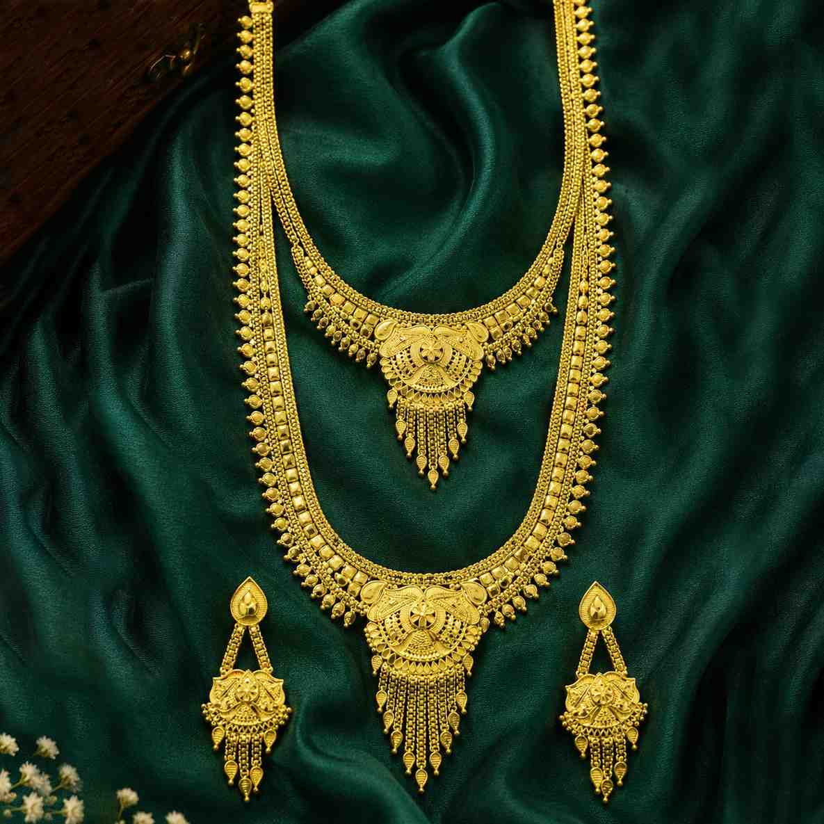 Long Forming Necklace | 14K18K24K Micron Gold Plated Combo Wedding Jewellery Set