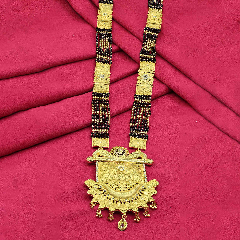 الصورة المصغرة: Mangalsutra | Wholesale 24K Micro Gold Forming Big Pendant AD Stone Mangalsutra