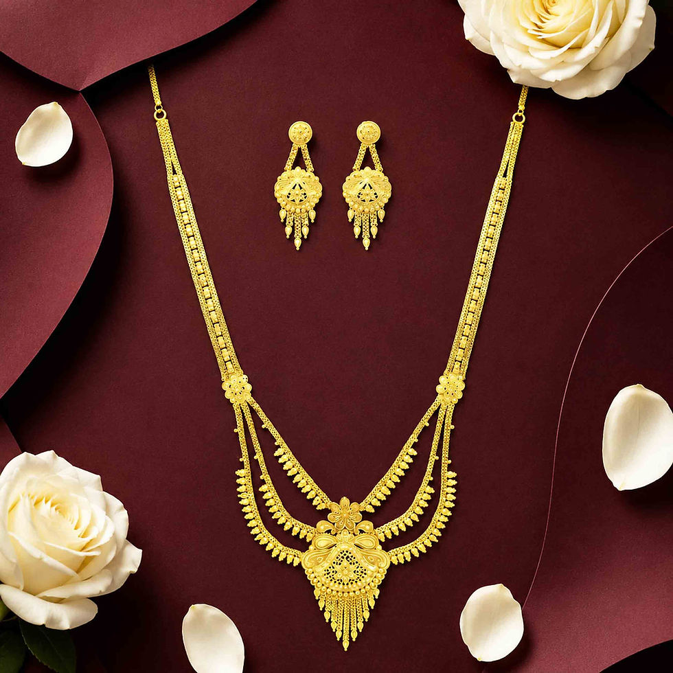 Thumbnail: Long Forming Necklace| Micron Gold Filled Dubai Style Rani Haar Bridal Jewellery