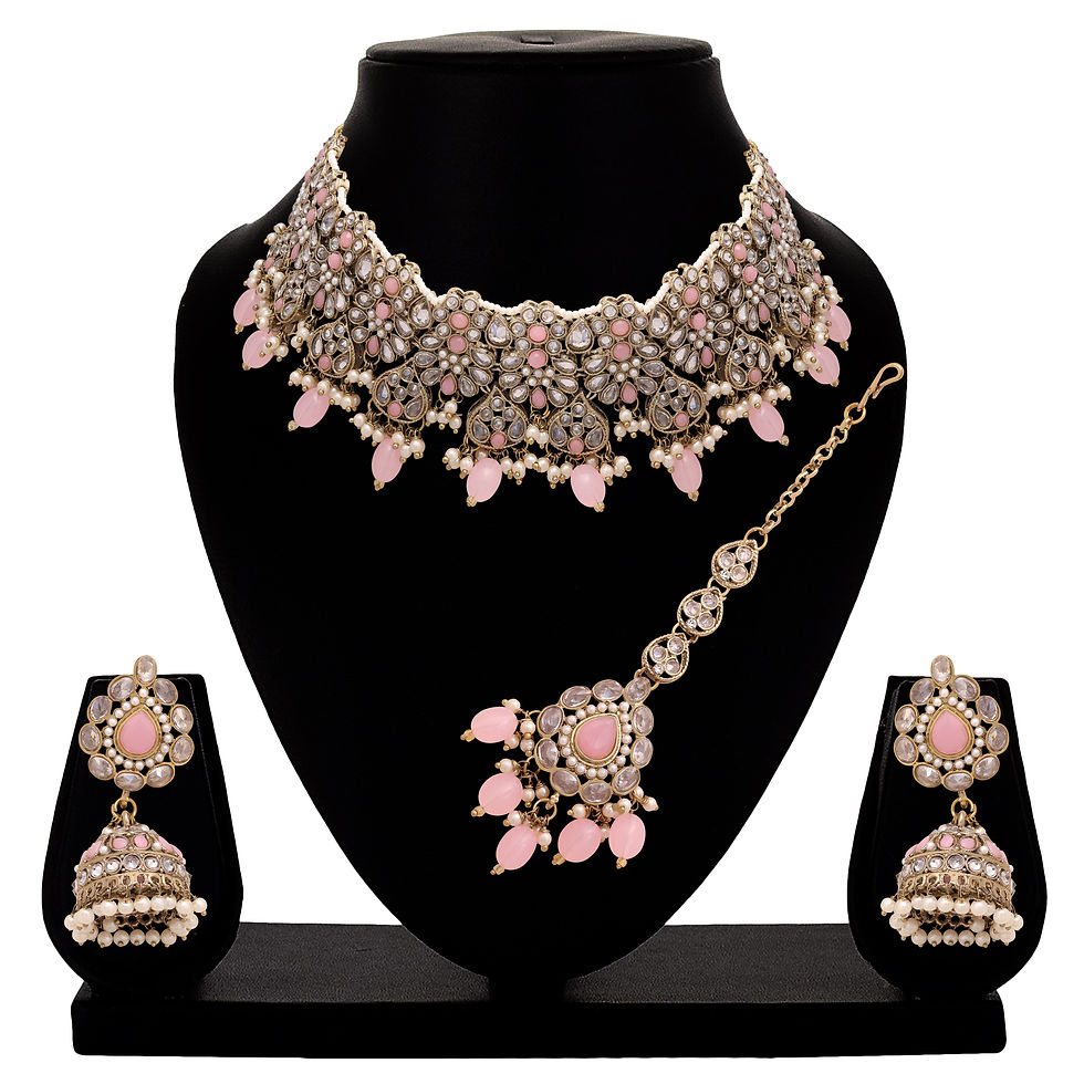 Miniature : Floral Bridal Necklace | Floral Beaded Necklace | Floral Jewelry Set | Bridal re