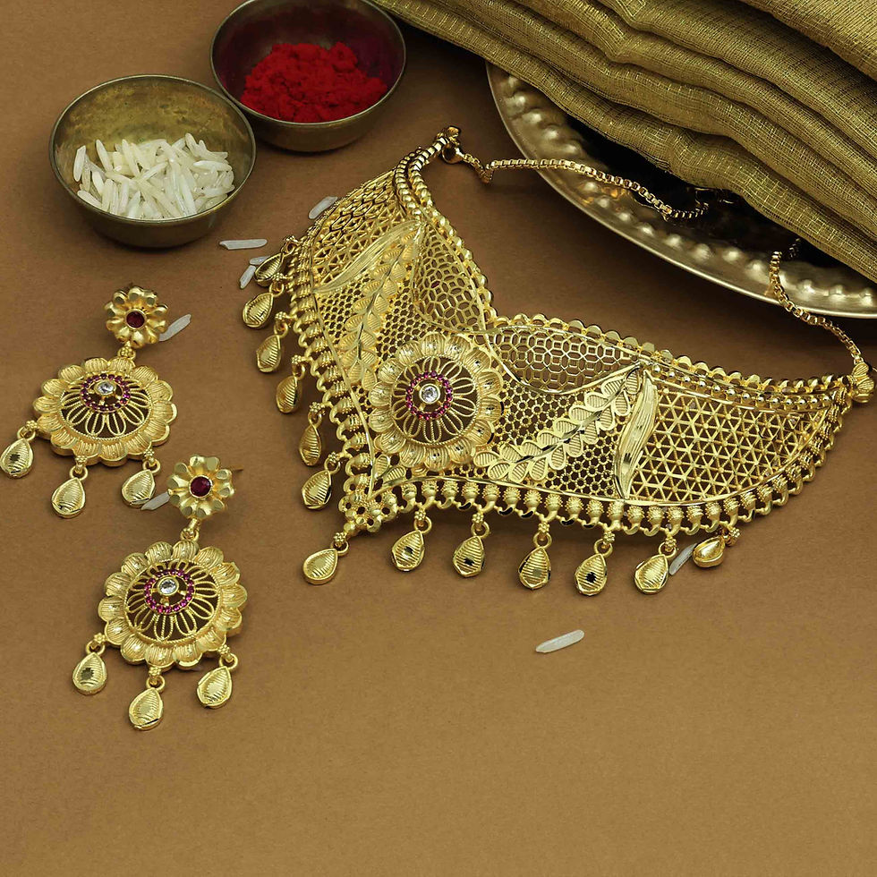 Miniature : Wholesale 14K 18K 24K Micro Gold Filled Traditional Ruby Stone Choker Necklace