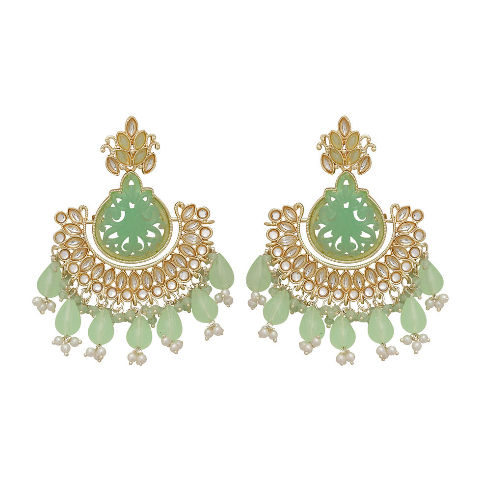 الصورة المصغرة: Kundan Earrings |Traditional Earring | Wedding Earring | Chandbali kundan Earrin