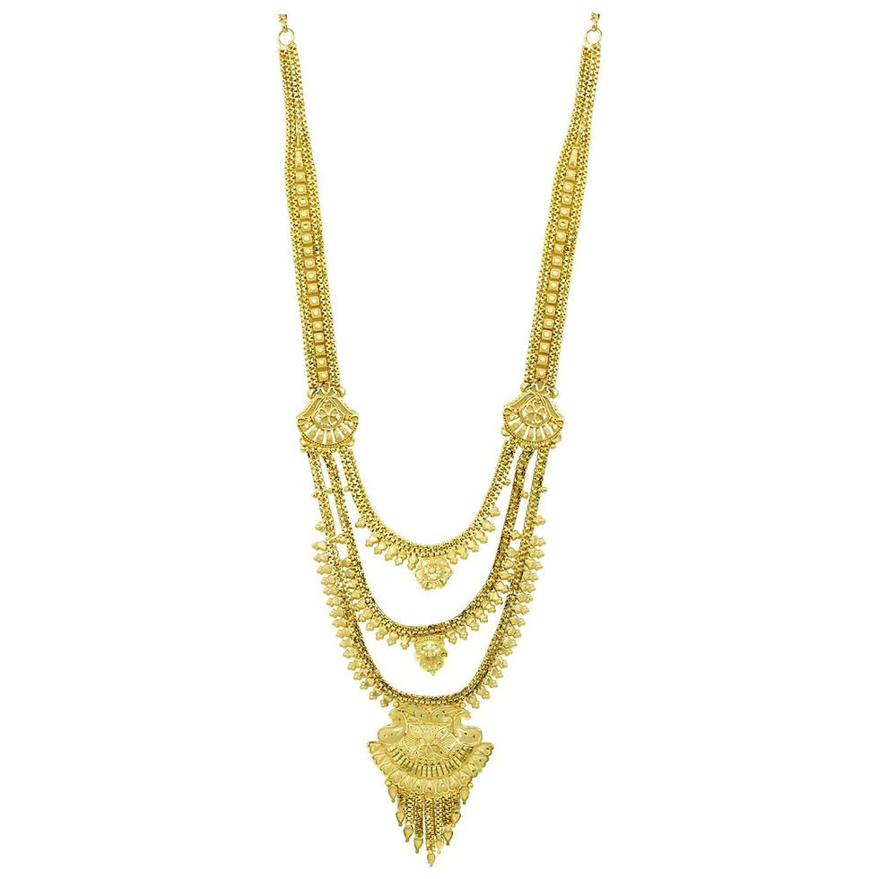Thumbnail: Long Forming Necklace | 14K18K24K Micron Gold Plated Rani Haar Long Necklace Set