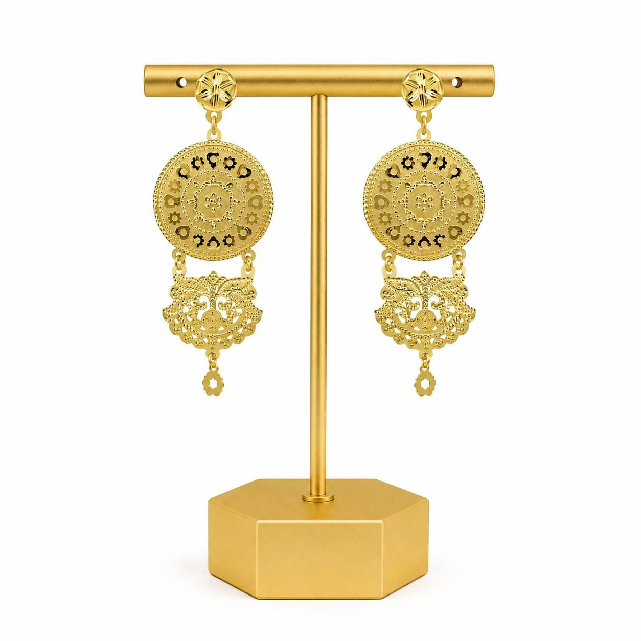 Gold Plated Earrings | 14K18K24K Gold Filled Dubai Style Fashion Dangle Earrings