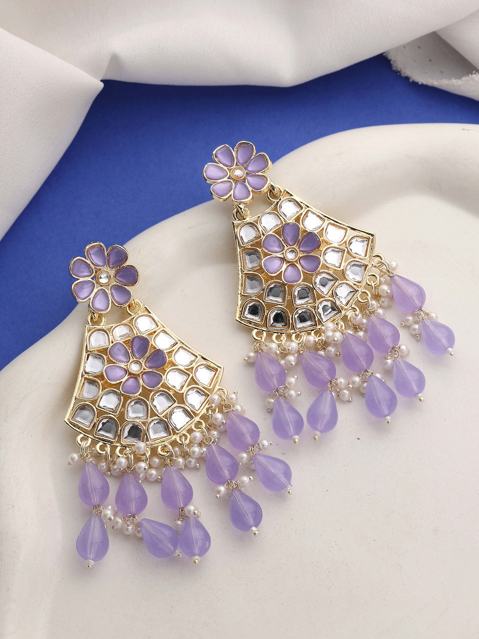 الصورة المصغرة: Kundan Earrings| Traditional Earring| Wedding Earring | Gold plated Earring | Ea