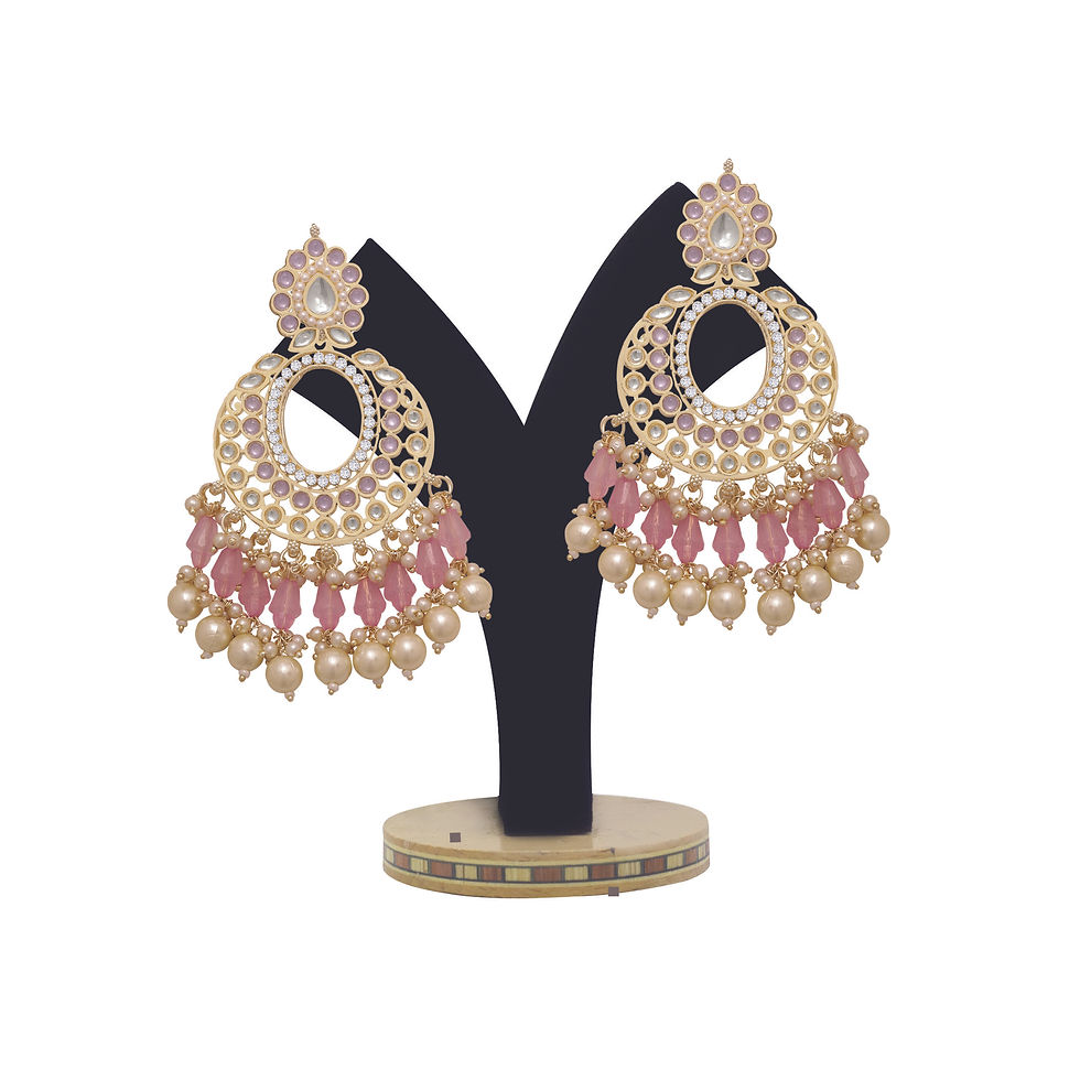 الصورة المصغرة: Kundan Earrings| Wedding Earring | Bridal kundan Earrings  |Gold plated Earring