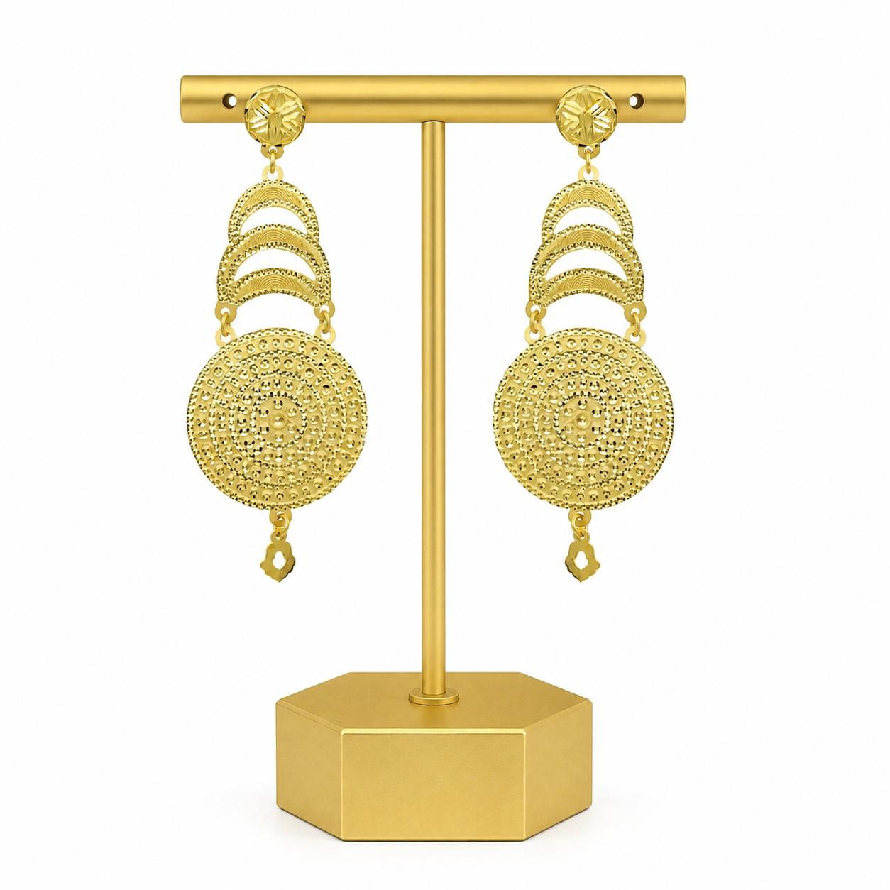 Gold Plated Earrings | 14K18K24K Gold Plated Turkish Forming Dangle Earrings Set