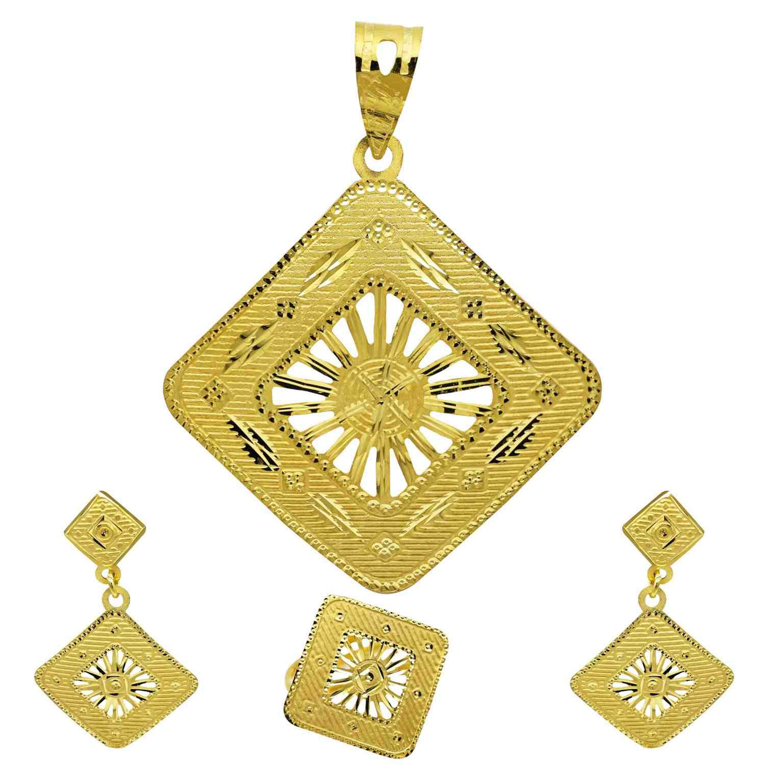 Forming Pendent Set | 14K18K24K Gold Plated Forming Square Filigree 4-Piece Set