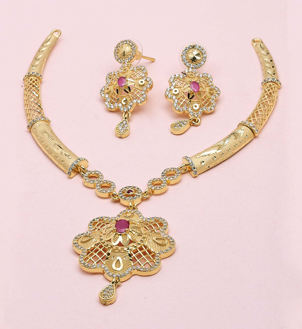 Miniature : Forming Ad Necklace | Modern AD Choker Necklace Set| AD Stone Luxury Jewelry Set
