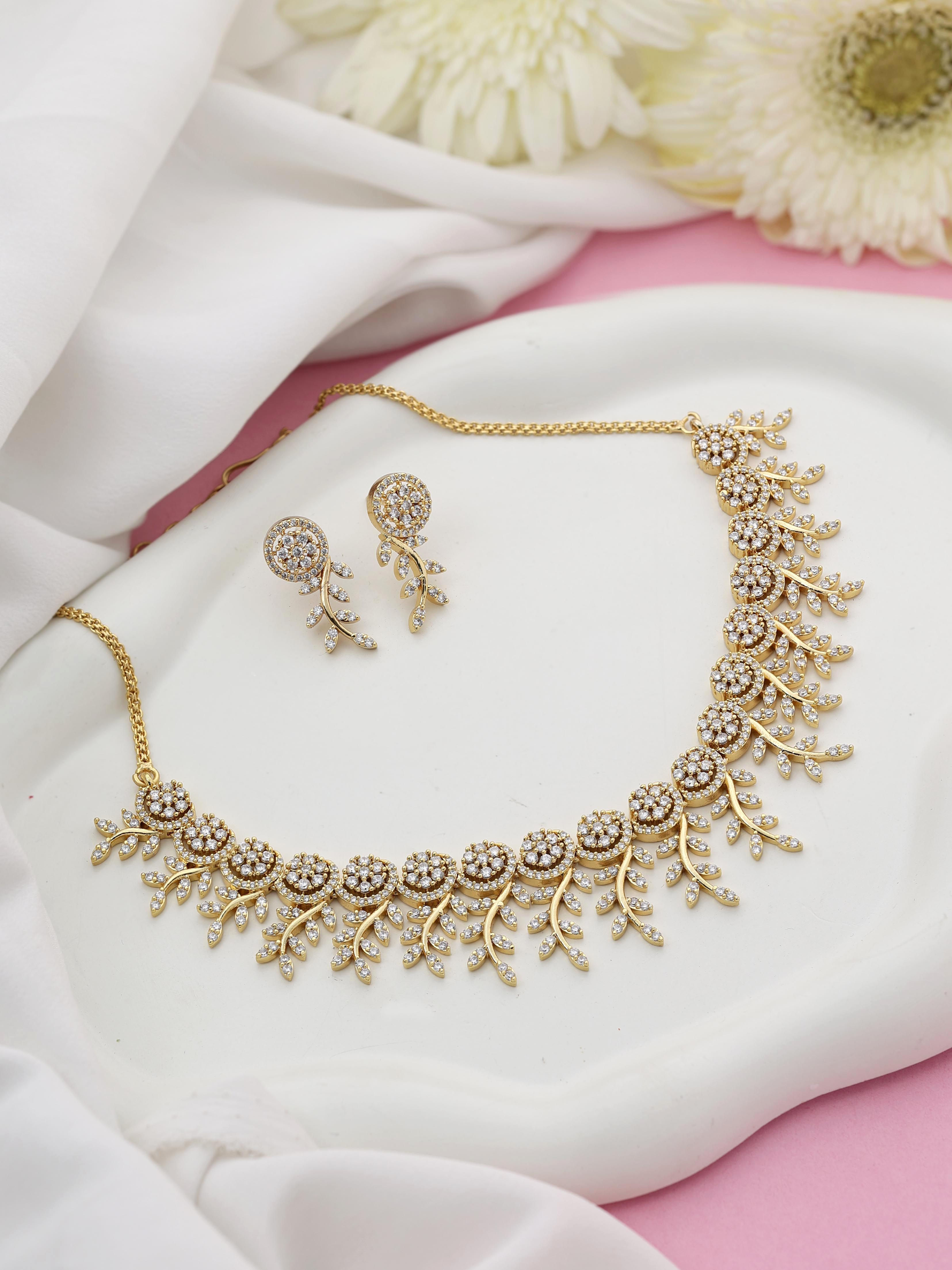 Ad Gold Necklace set| Ad Silver Necklace set| Round Neck Zircon set | Ad Necklac