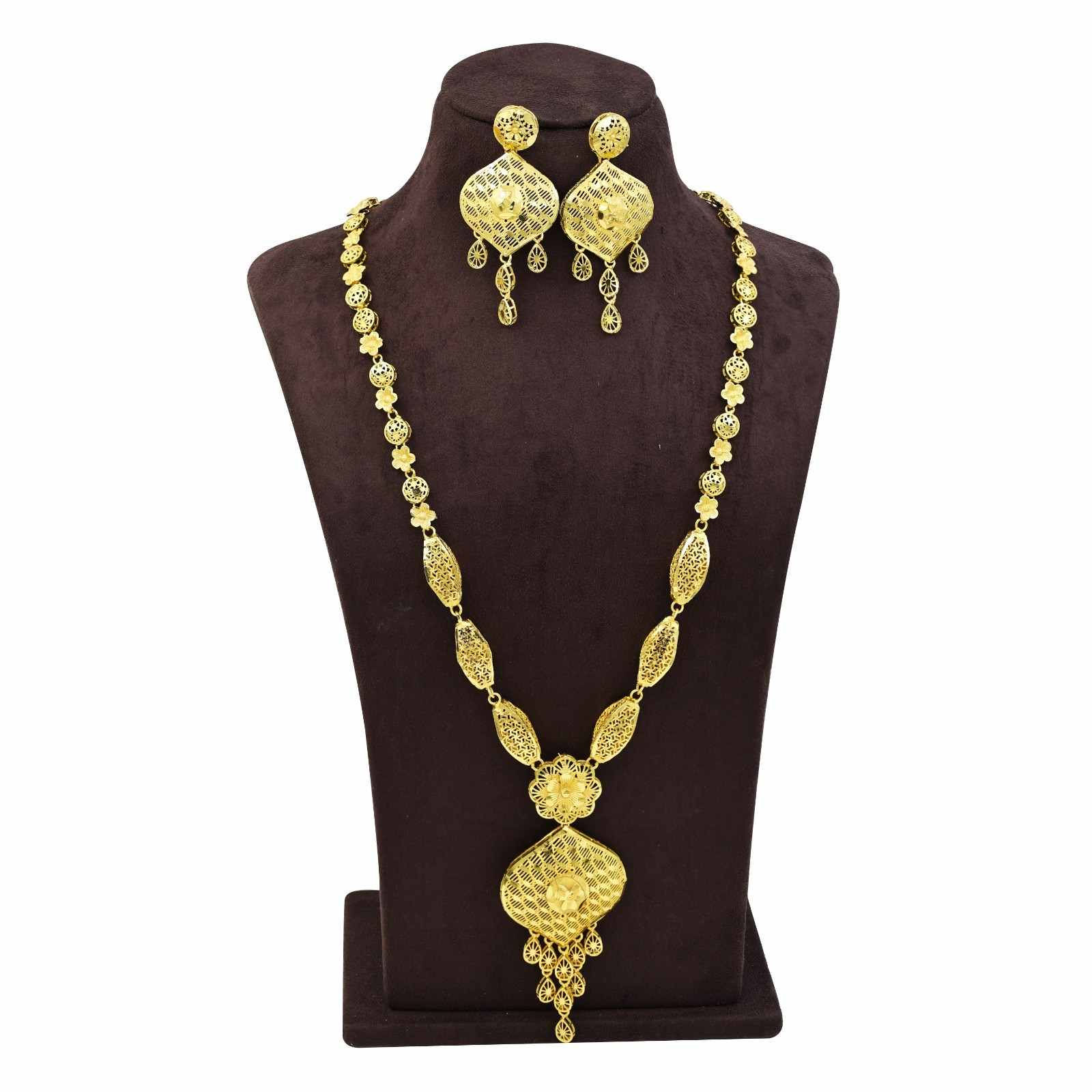 Long Forming Necklace | 14K 18K 24K Micron Gold Plated Turkey Long Jewellery Set