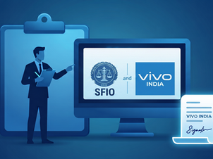 a screen with the logo of SFIO and Vivo INDIA