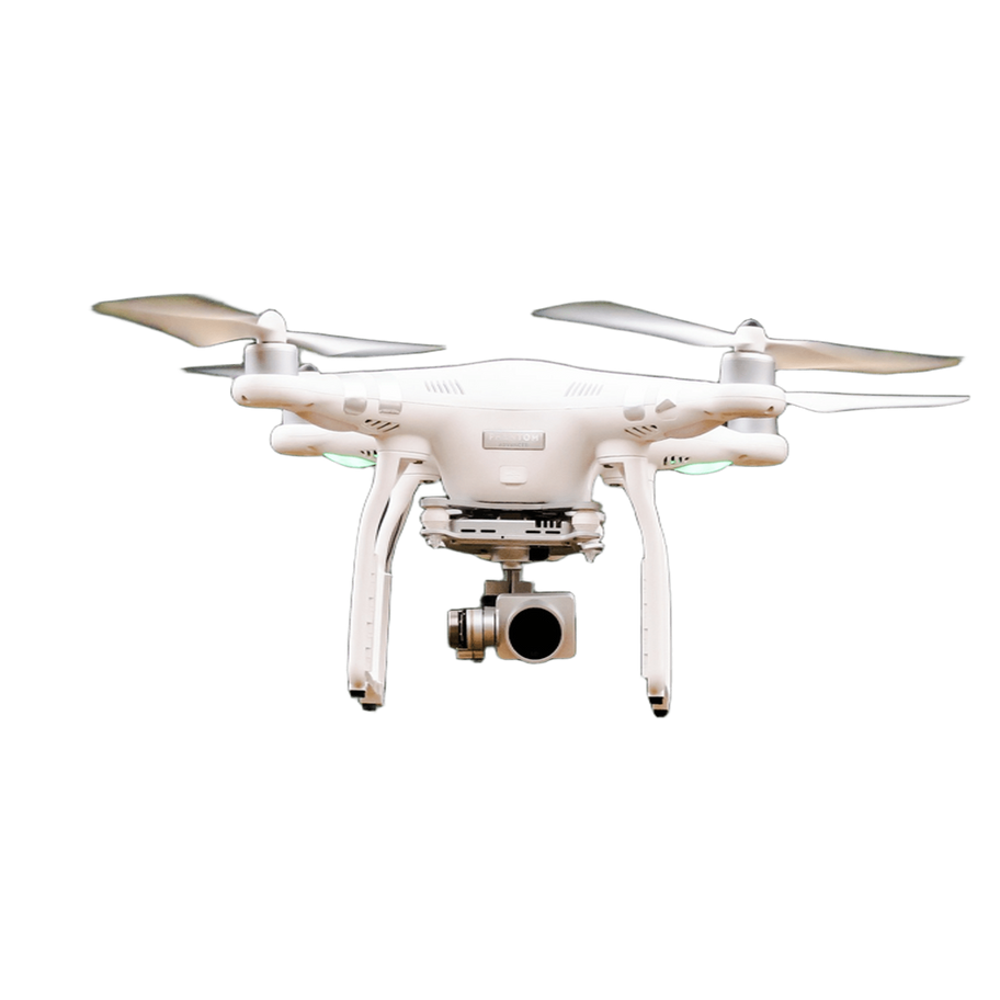 White drone with camera, ready for aerial photography. My Site 1