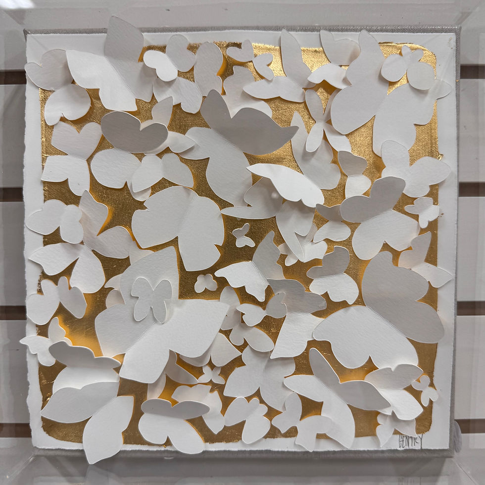 White on Gold Butterflies 10 x 10