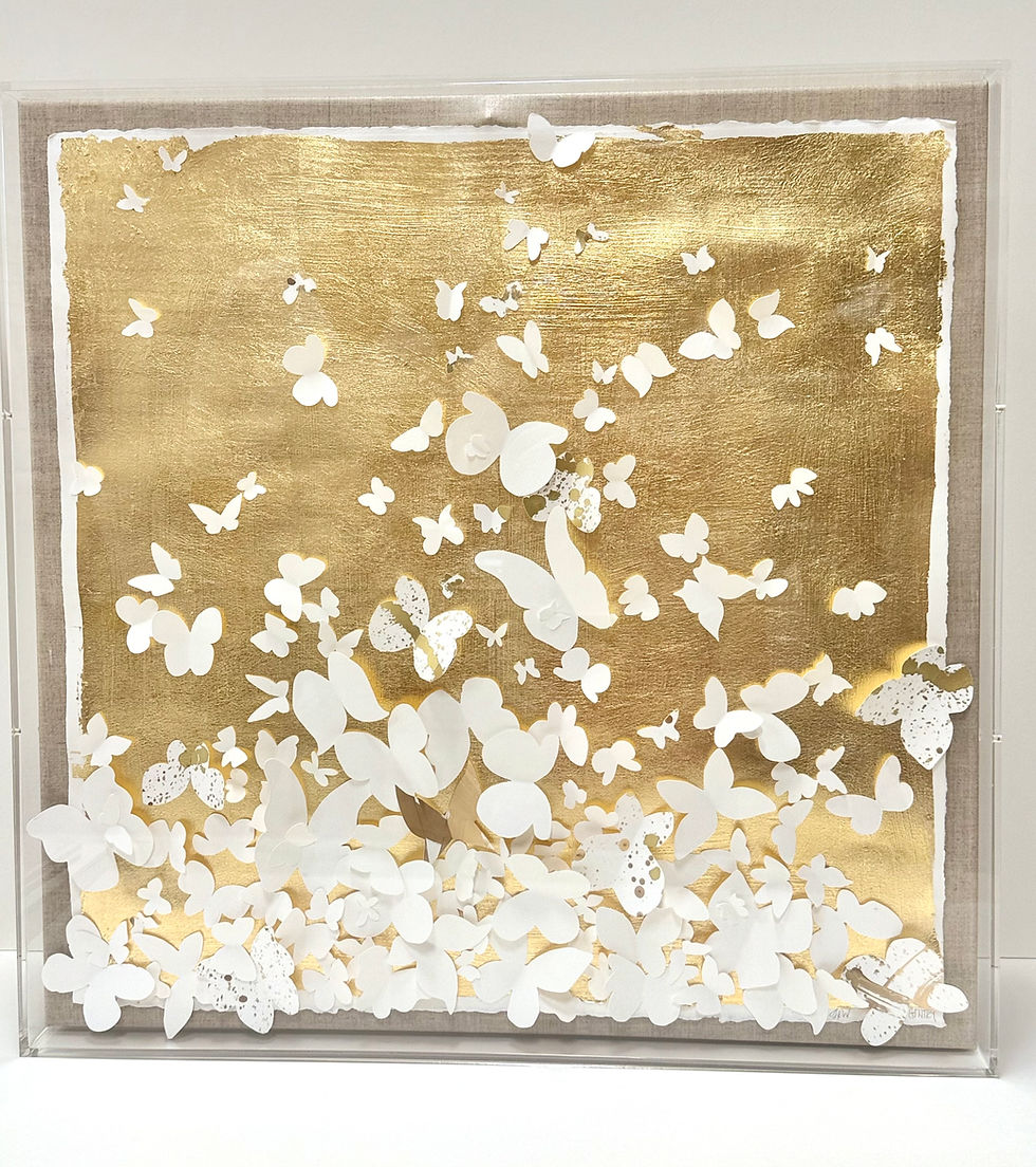 Sarah & Ginger Collab White on Gold  Butterflies