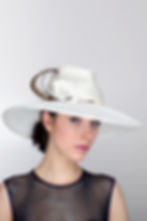 Paola smart fedora hat with transparent brim and camelia - side view