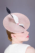 Maru small hatinator hat with origami leaf trim and two pearls - side view