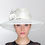 Thumbnail: Paola smart fedora hat with transparent brim and leather camelia and curled pheasant feathers