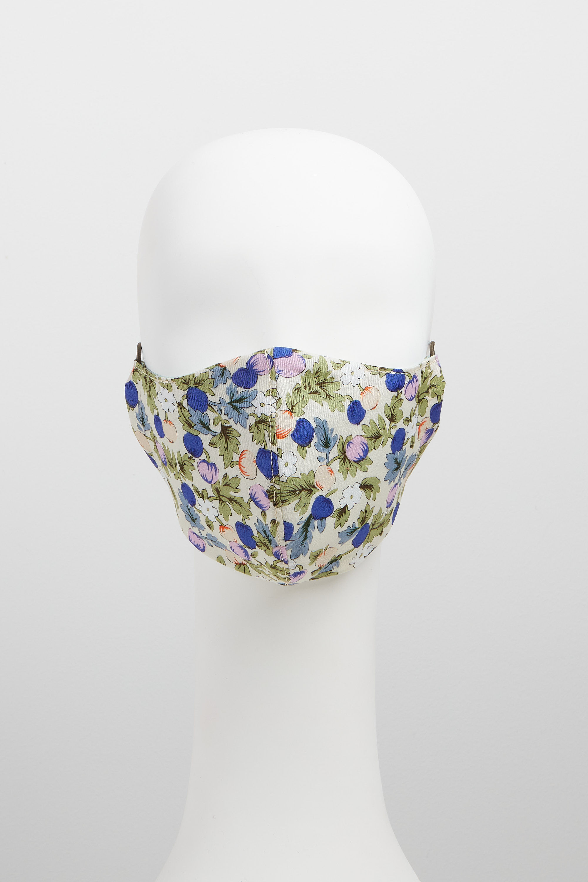 Liberty of London - Figs and Flowers 100% cotton face mask, face covering with adjustable elastics - front view