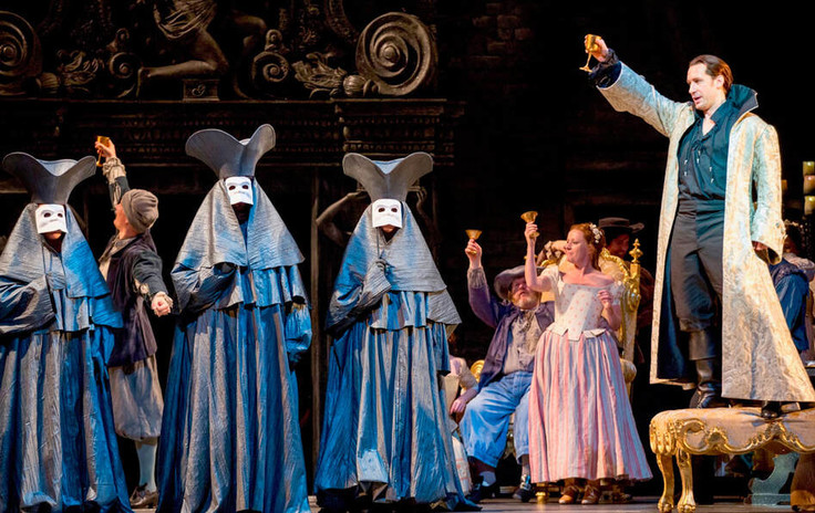 Scottish Opera - Don Giovanni. Designer : Simon Higlett. 3 large large silk Venetian tricornes, by Sally-Ann Provan 