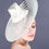 Thumbnail: Asami hat with steep angled brim, small angular crown and patterned feather