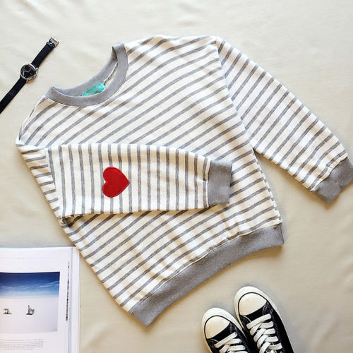Thumbnail: Striped Sweater with Heart Elbow Patches