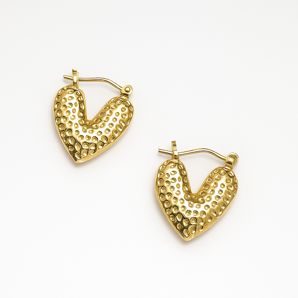 Gold Heart Hammered Hoop Earrings
