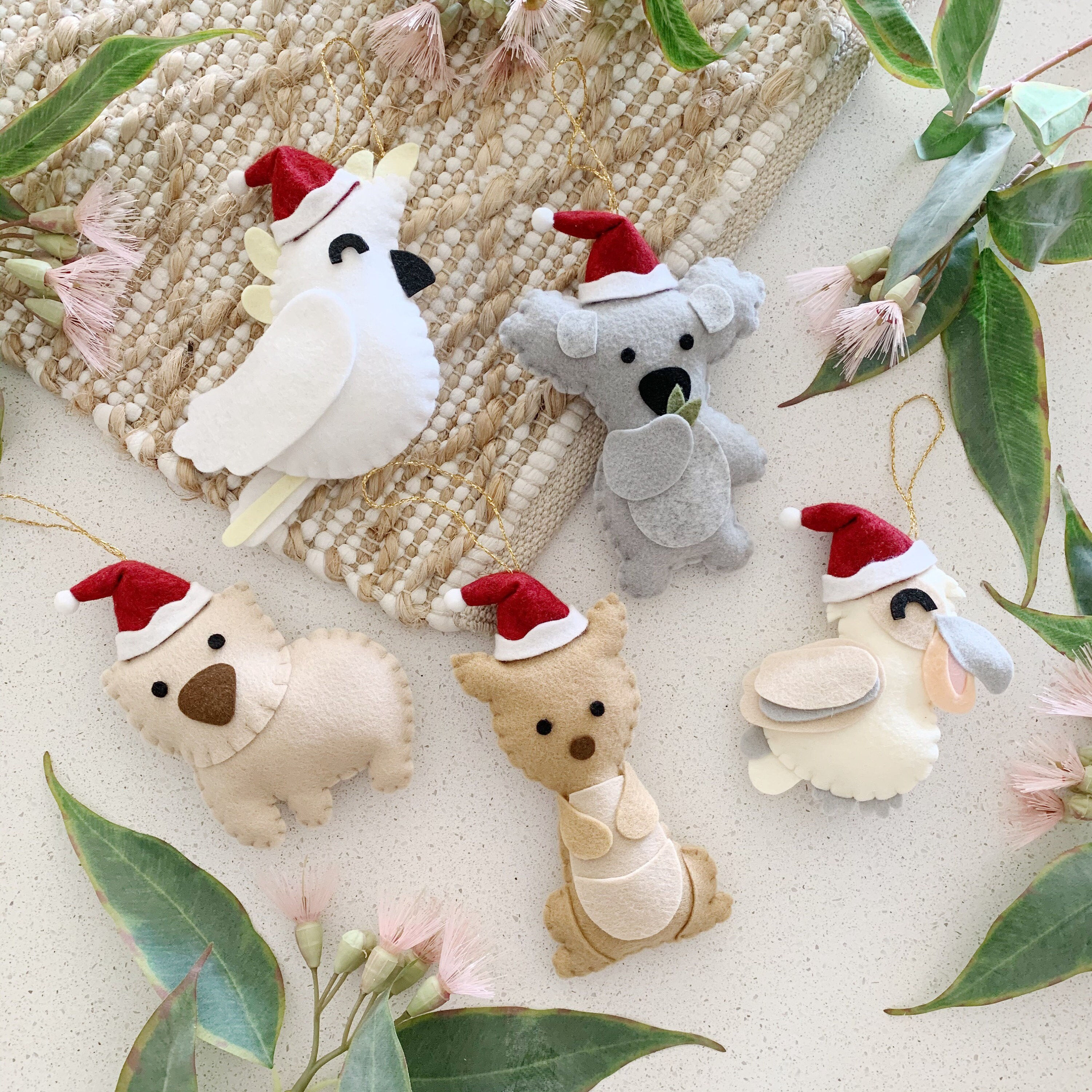 Australian Animals Christmas Decorations, Tree Ornaments, Felt Animals, Koala, 