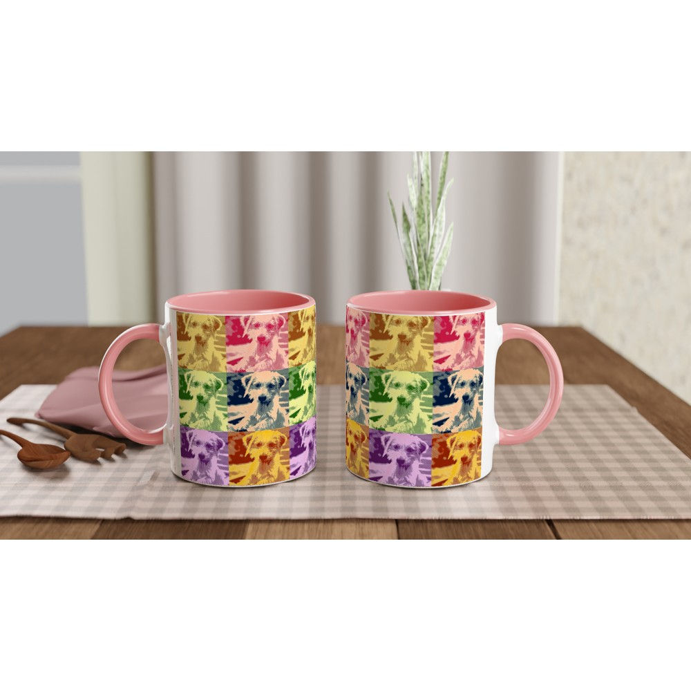 'Pup Art': White 11oz Ceramic Mug with Color Inside