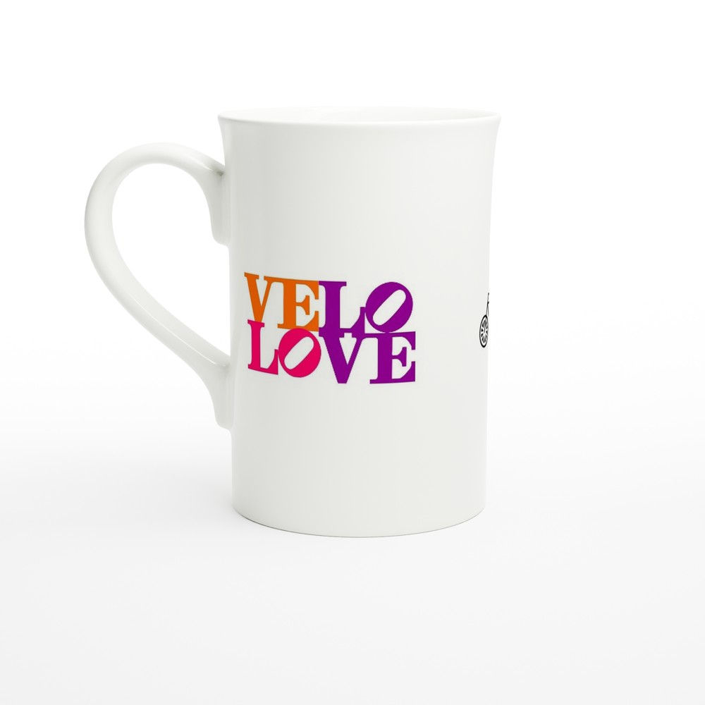 VELO LOVE White 10oz Porcelain Slim Mug