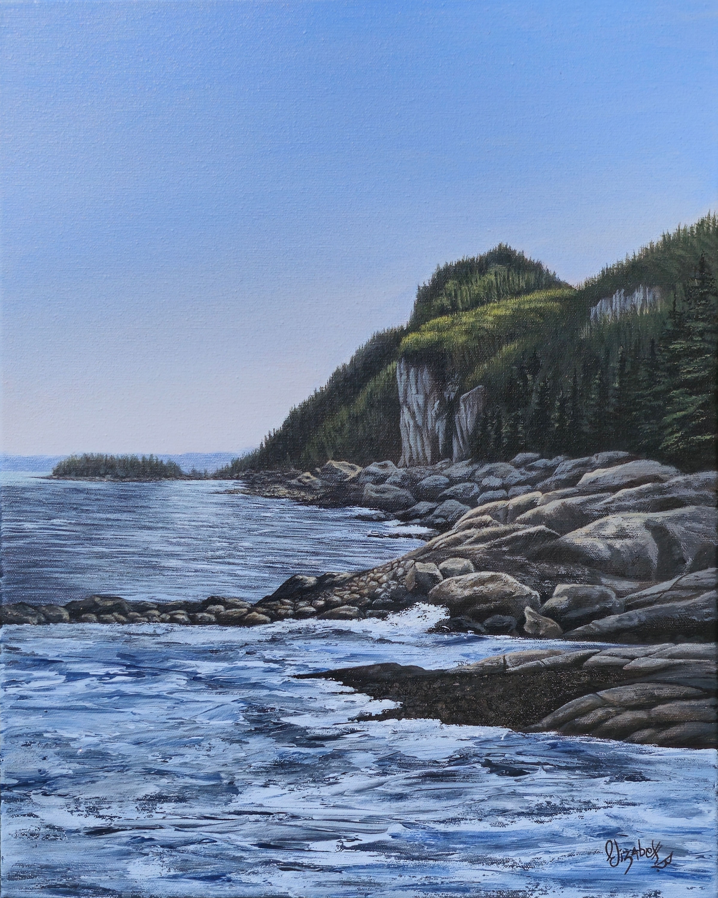 "Le rocher de mon coeur" Original Acrylic Painting