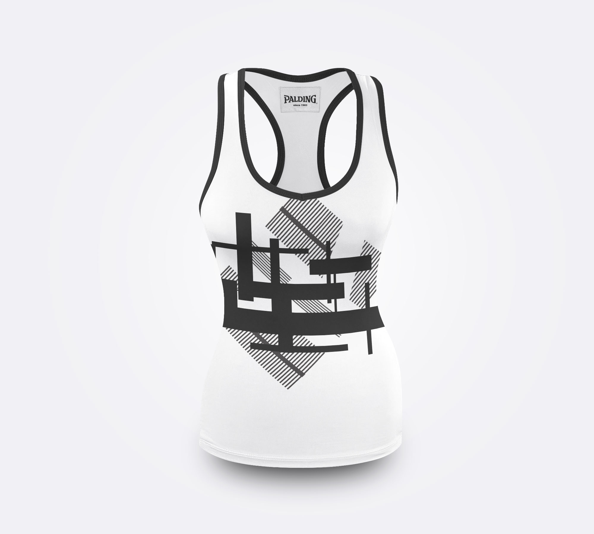 Front View Swim Black White label tank