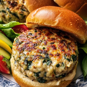 White Cheddar Spinach Chicken Burgers